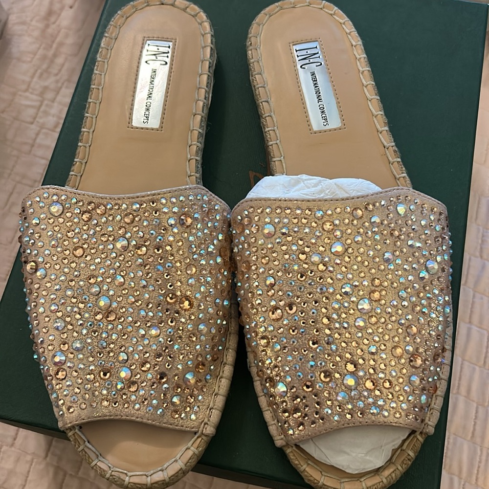 INC International Itla2 Peep Toe Espadrille Mules Sz. 8.5M